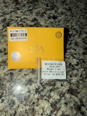 GRA Moissanite 1.0ct Solid Silver Solitaire Ring - Silver